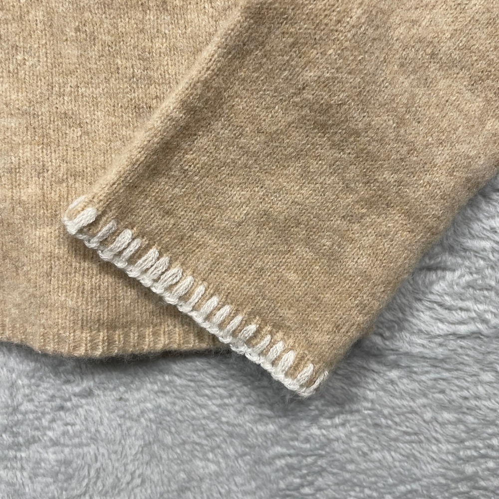 Velvet Heart Sweater Women Small Tan Wool Cashmere Whipstitch SCI-24745 - Picture 2 of 10